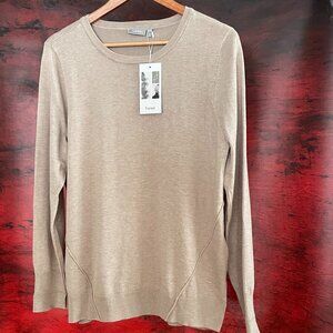 Fransa woman sweater crew neck  beige tan loose- fit long sleeves